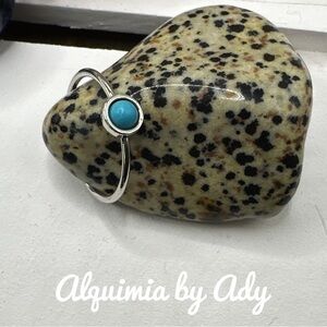 Turquoise  silver Victorian ring/protection and peace